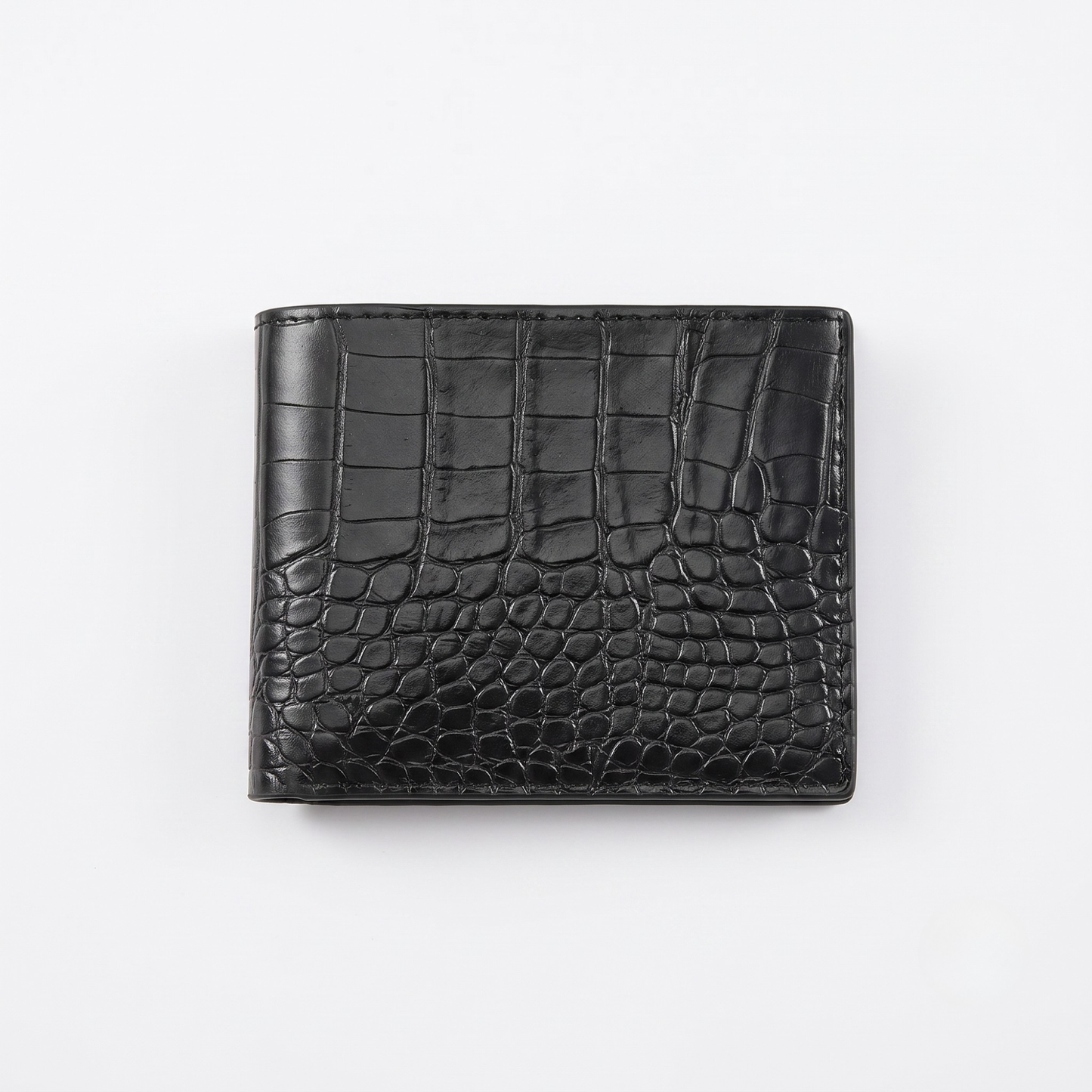 Croc-Embossed Leather Bifold Wallet — Men's, Black & Brown