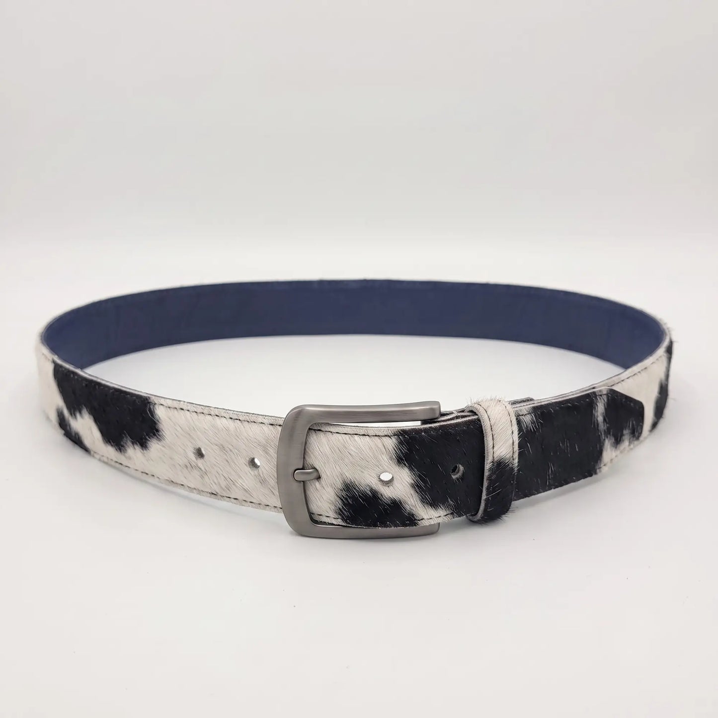 Hair-On Cowhide Belt — Black & White Natural Hair Leather