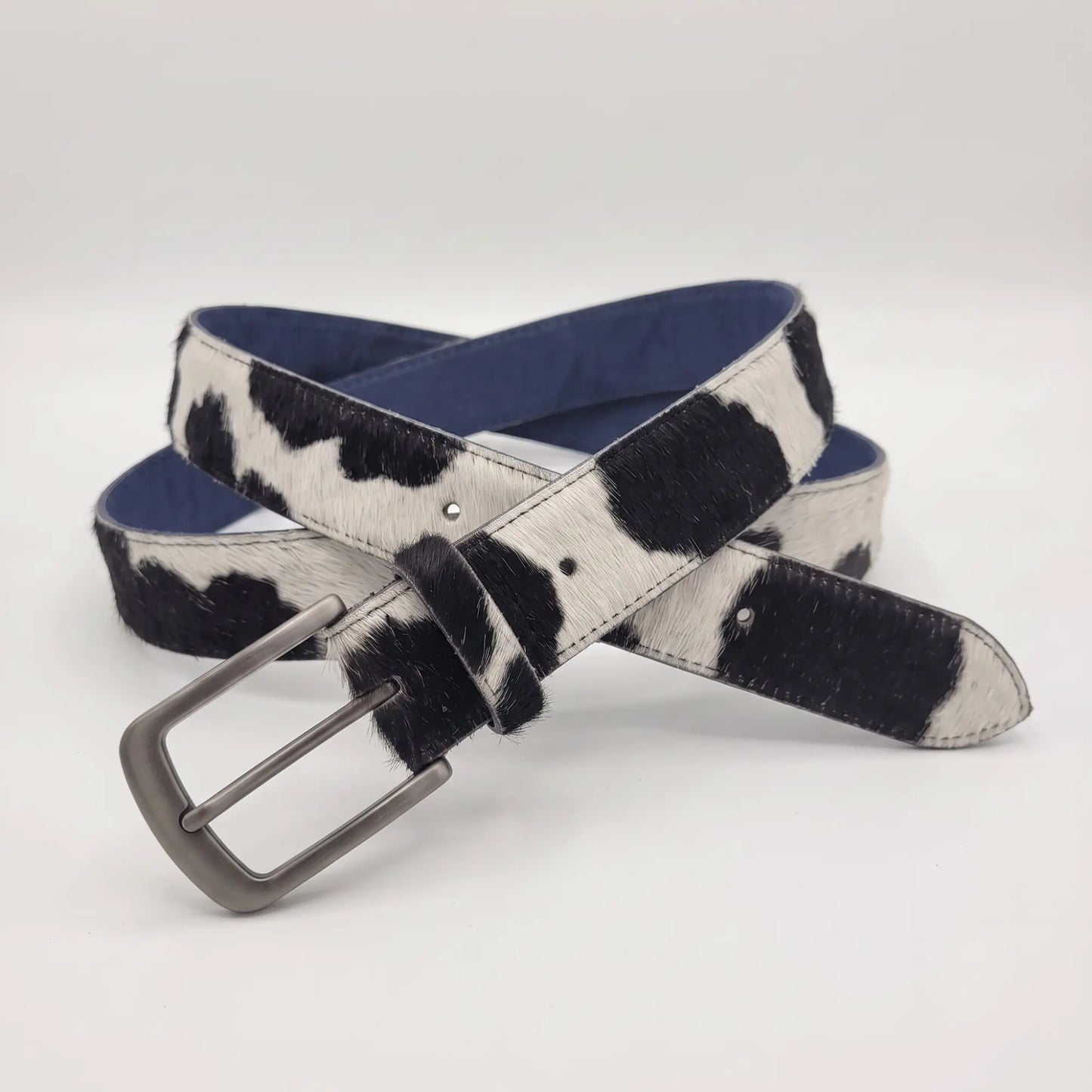 Hair-On Cowhide Belt — Black & White Natural Hair Leather