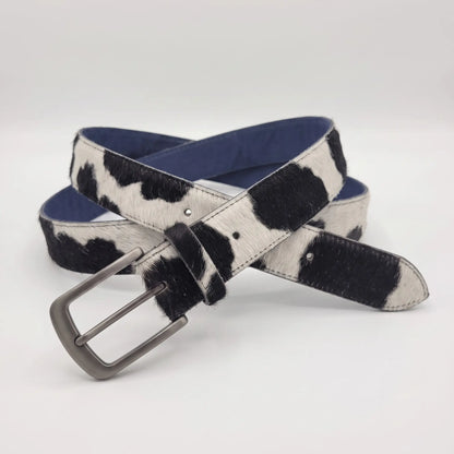Hair-On Cowhide Belt — Black & White Natural Hair Leather