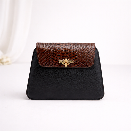 Leather Shoulder Bag for Women, Croc Flap Purse