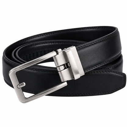 Smart Fit Auto Lock Genuine Leather Belt for Men – Adjustable Ratchet Belt - Black