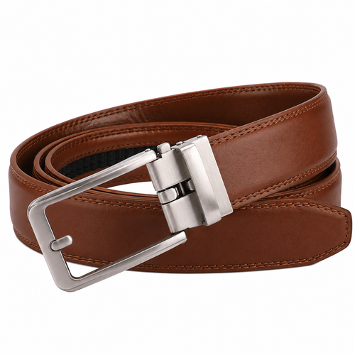 Smart Fit Auto Lock Genuine Leather Belt for Men – Adjustable Ratchet Belt brown