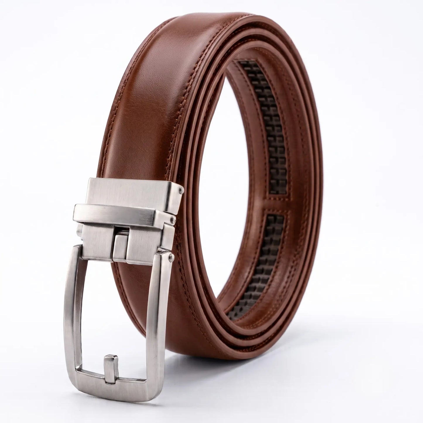 Smart Fit Auto Lock Genuine Leather Belt for Men – Adjustable Ratchet Belt brown